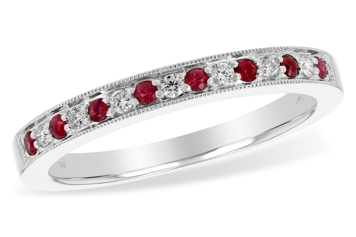 A184-23749: LDS RUBY/DIA WED RG .12 RUBY .21 TGW