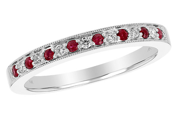 A184-23749: LDS RUBY/DIA WED RG .12 RUBY .21 TGW
