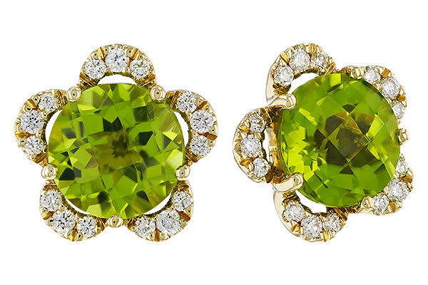 A275-17385: EARRINGS 2.93 PERIDOT 3.10 TGW (7MM RD)