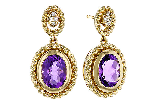 A275-17394: EARRINGS 1.98 AMETHYST 2.02 TGW (8x6MM AMY)