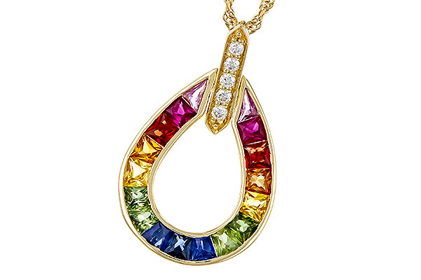 B275-11939: NECKLACE 1.10 MULTI-COLOR SAPPH 1.15 TGW