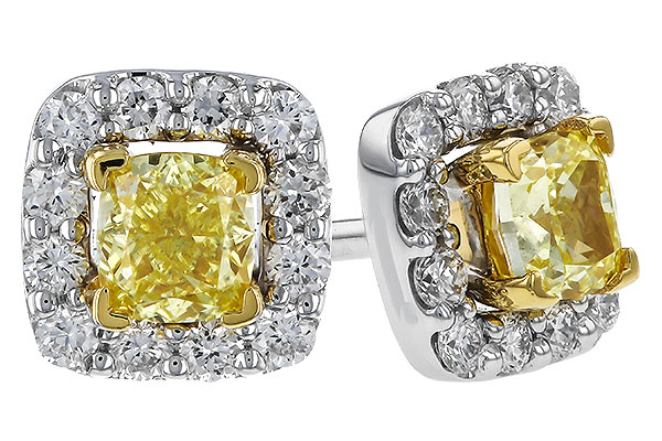 B275-12858: EARR .38 FANCY YELLOW DIAMONDS .54 TW