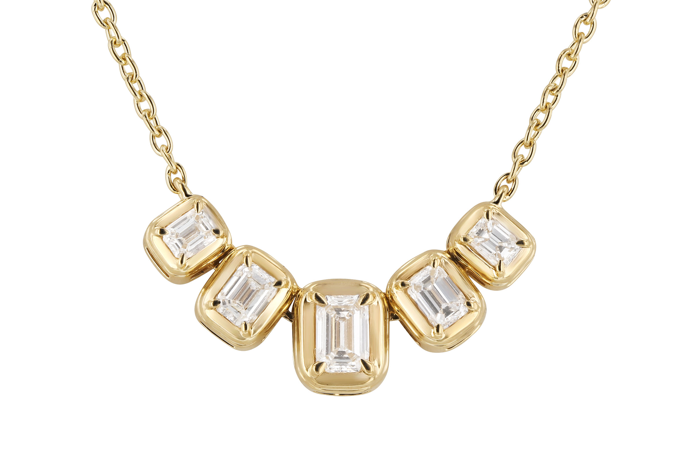 B276-02830: NECKLACE .87 TW EMERALD CUT DIA (18")