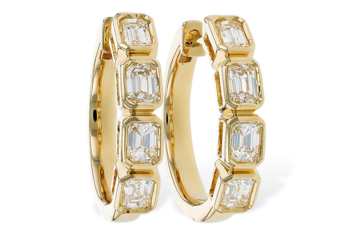 C274-23730: EARRINGS 1.10 TW EMERALD CUTS
