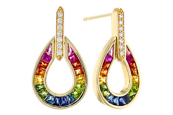 C275-11939: EARRINGS 1.18 MULTI-COLOR SAPP 1.25 TGW