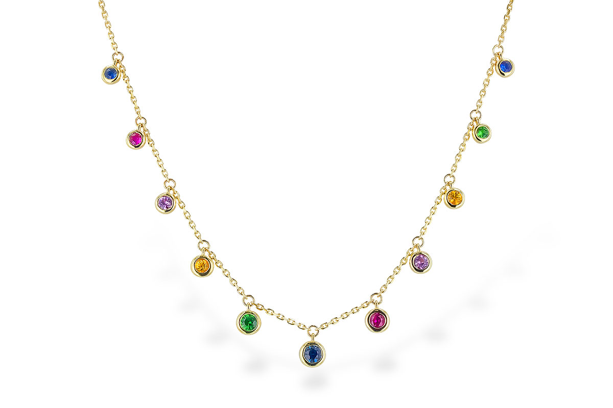 E274-24666: NECK .90 TW MULTI-COLOR SAPPH & GREEN GARNET (18")