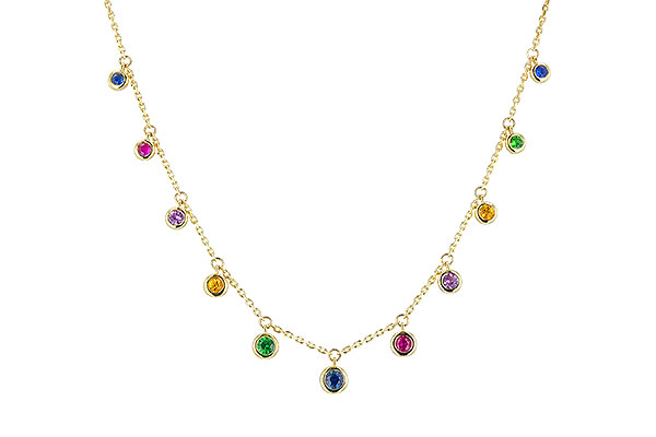 E274-24666: NECK .90 TW MULTI-COLOR SAPPH & GREEN GARNET (18")