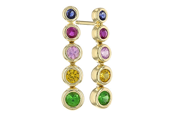 E274-26539: EARR .60 TW MULTI-COLOR SAPPH & GREEN GARNET