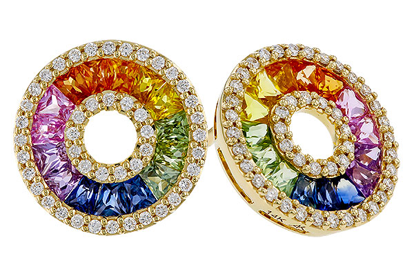 E275-11939: EARRINGS 2.10 MULTI-COLOR SAPP 2.37 TGW