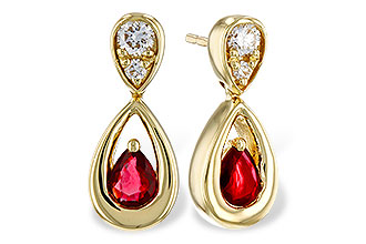 E275-11948: EARRINGS .40 RUBY .52 TGW (4x3 RUBY)
