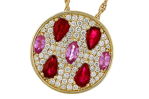 G275-17375: NECK 1.42 TW PRECIOUS (RUBY & PINK SAPP) 1.82 TGW