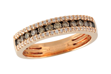 H187-84657: LDS WED RG .33 BROWN DIAS .49 TW