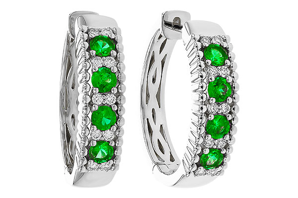 H275-17448: EARRINGS .33 TW EMERALD .45 TGW
