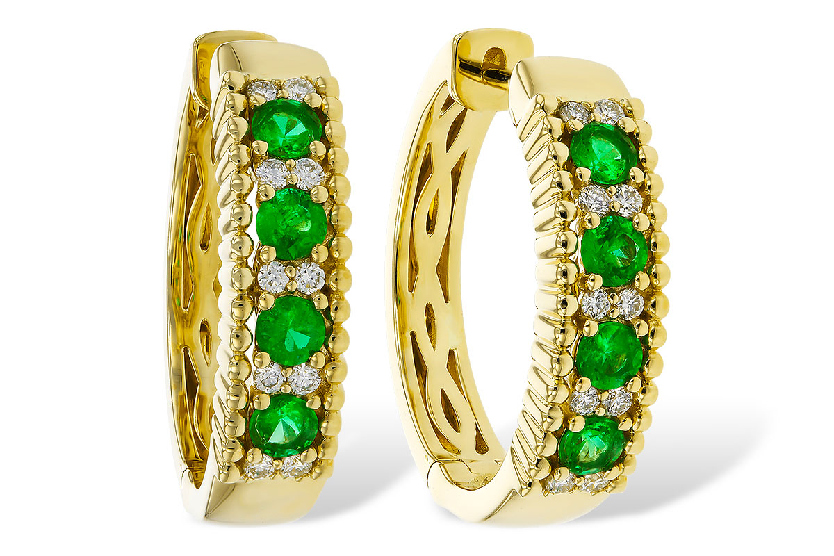 H275-17448: EARRINGS .33 TW EMERALD .45 TGW