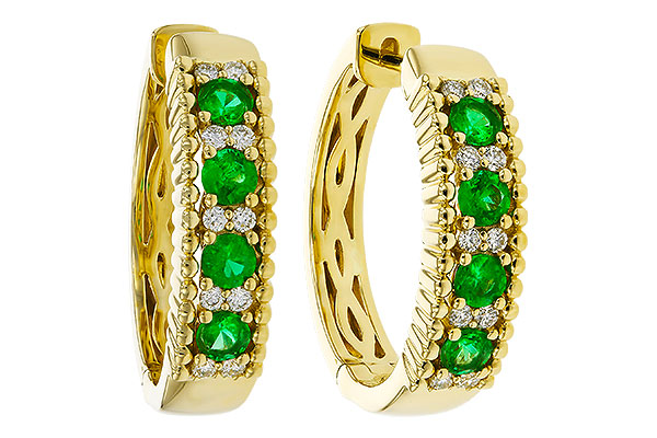 H275-17448: EARRINGS .33 TW EMERALD .45 TGW
