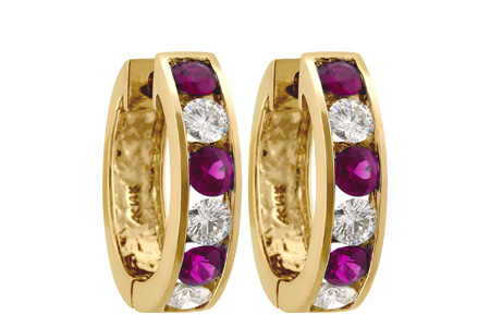 K001-48275: EARRINGS 1.22 RUBY 2.06 TGW