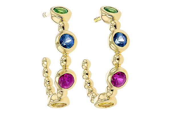 K276-00093: EARR .68 TW MULTI-COLOR SAPPH & GREEN GARNET