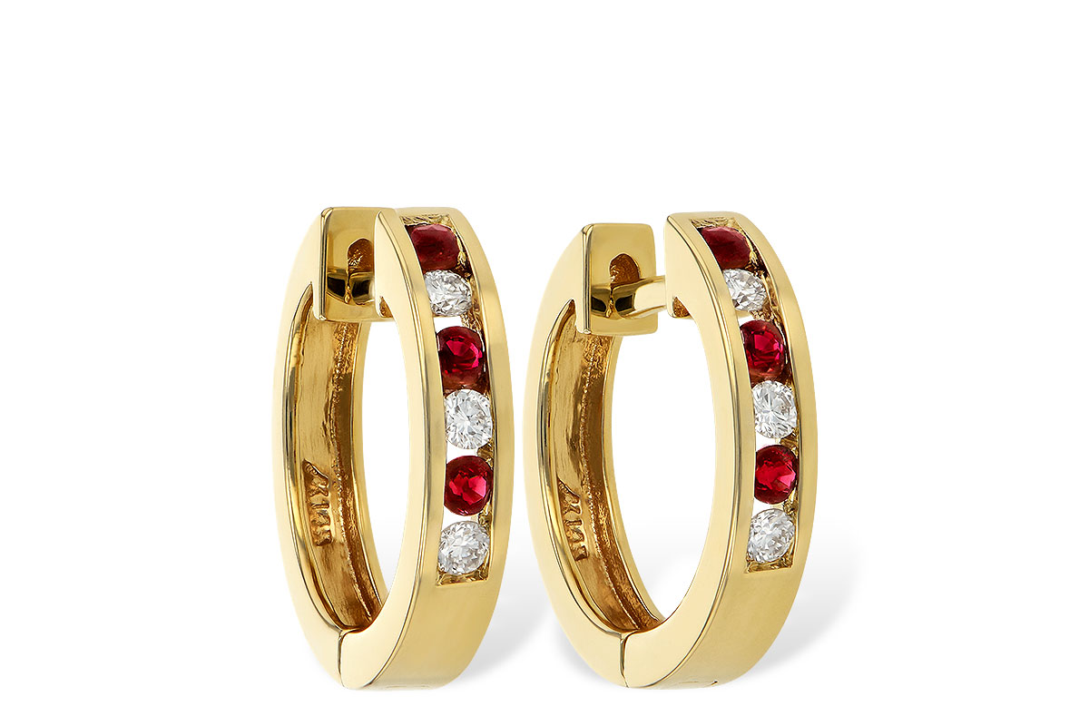 L001-48275: EARRINGS .16 RUBY .26 TGW