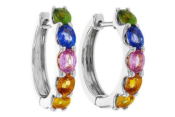 L275-11930: EARRINGS 2.20 TW MULTI-COLOR SAPPHIRE