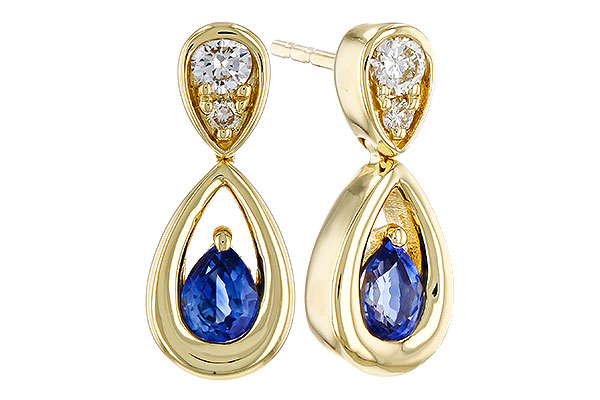 L275-11948: EARRINGS .42 SAPPHIRE .54 TGW (4x3 SAPP)