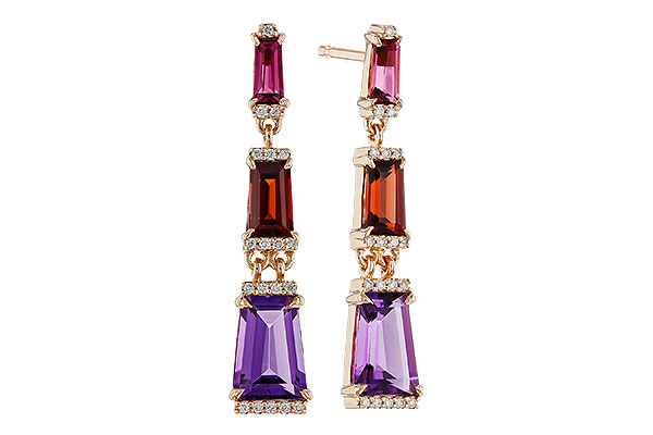 L275-12884: EARRINGS 1.98 SEMI-PREC (PT,GT,AMY) 2.05 TGW