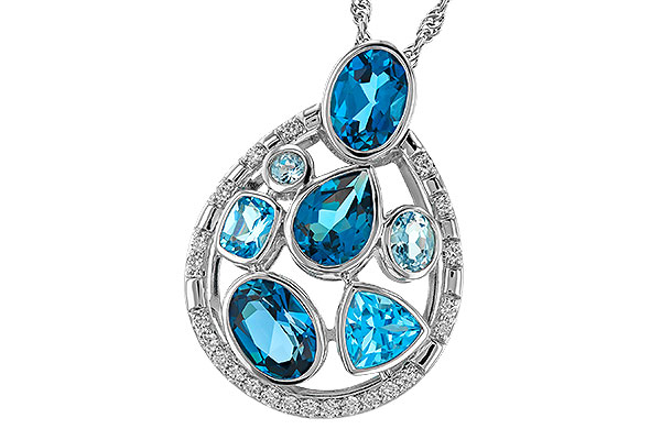 L275-14675: NECKLACE 3.23 TW BLUE TOPAZ 3.38 TGW