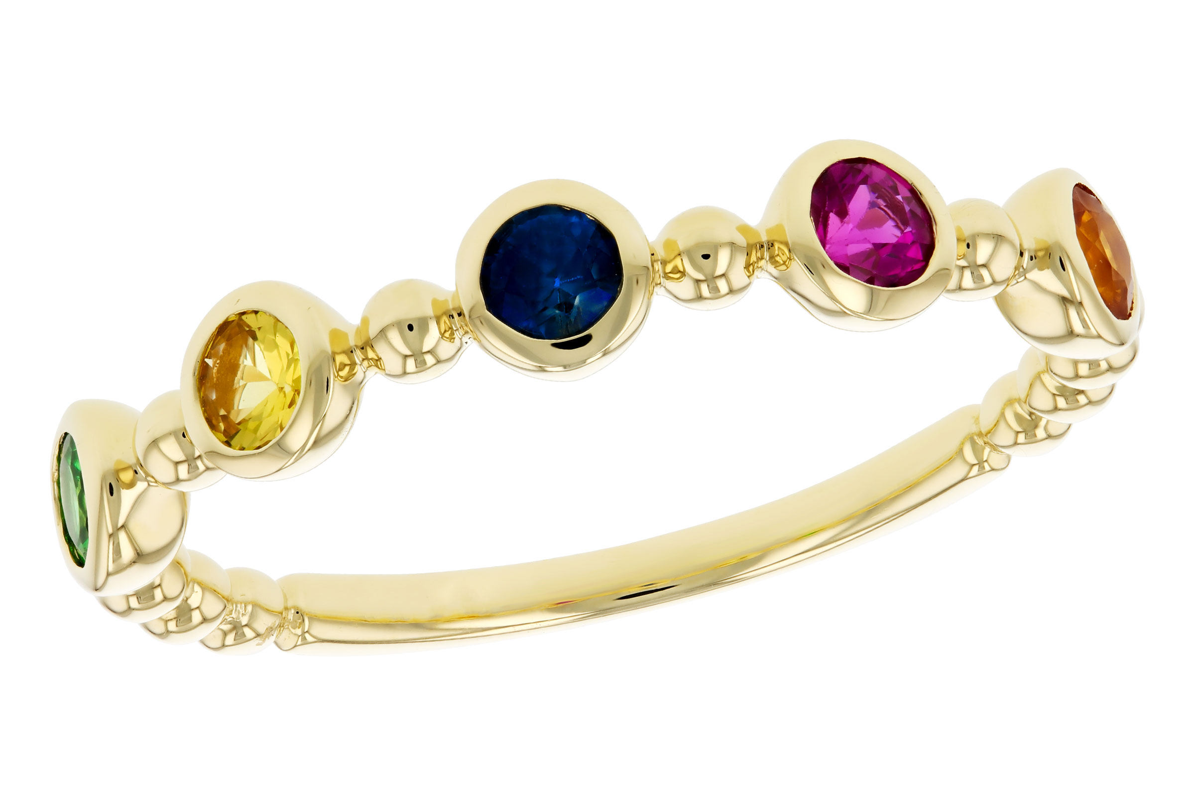 L276-00093: LDS WED RG .52 TW MULTI-COLOR SAPPH & GREEN GARNET