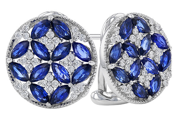 M275-10175: EARRINGS 2.07 TW SAPPHIRE 2.37 TGW