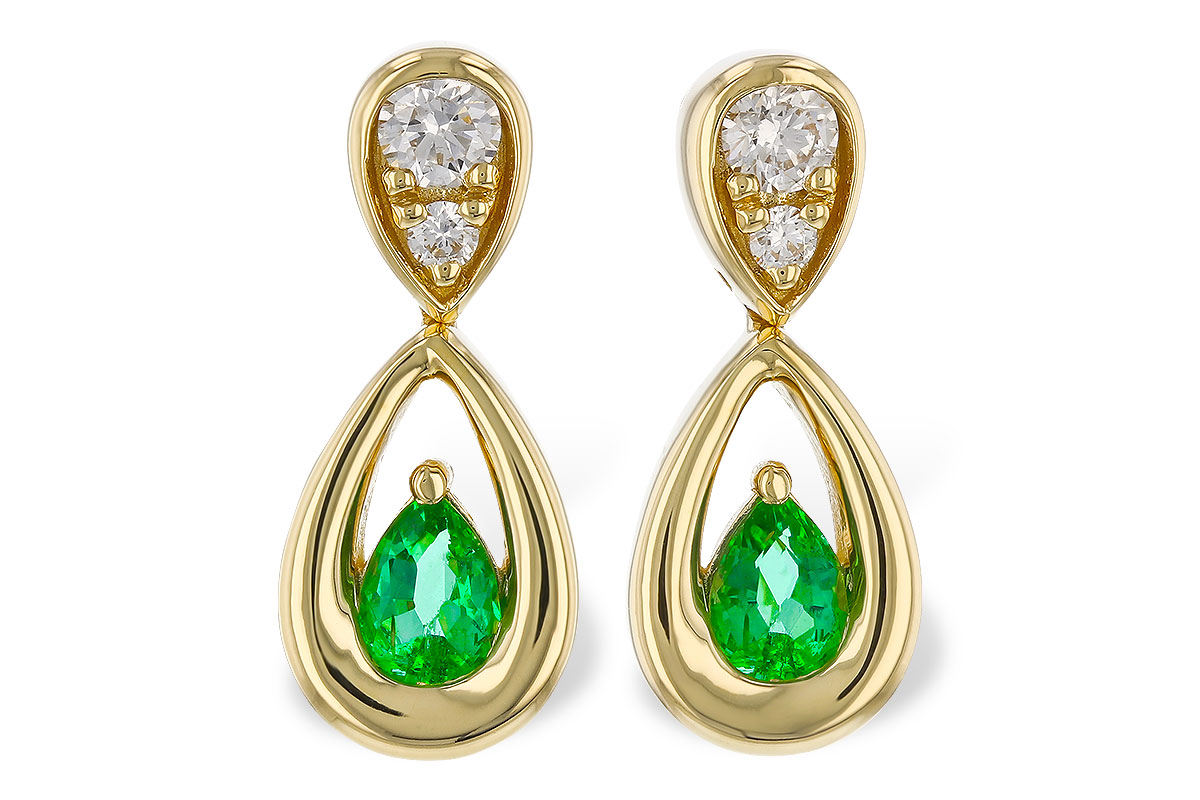 M275-12866: EARRINGS .20 EMERALD .32 TGW (4x3 EMER)
