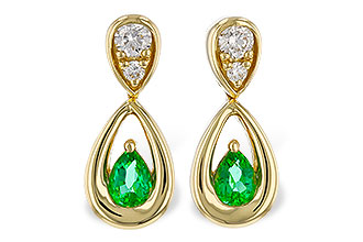 M275-12866: EARRINGS .20 EMERALD .32 TGW (4x3 EMER)