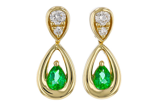 M275-12866: EARRINGS .20 EMERALD .32 TGW (4x3 EMER)