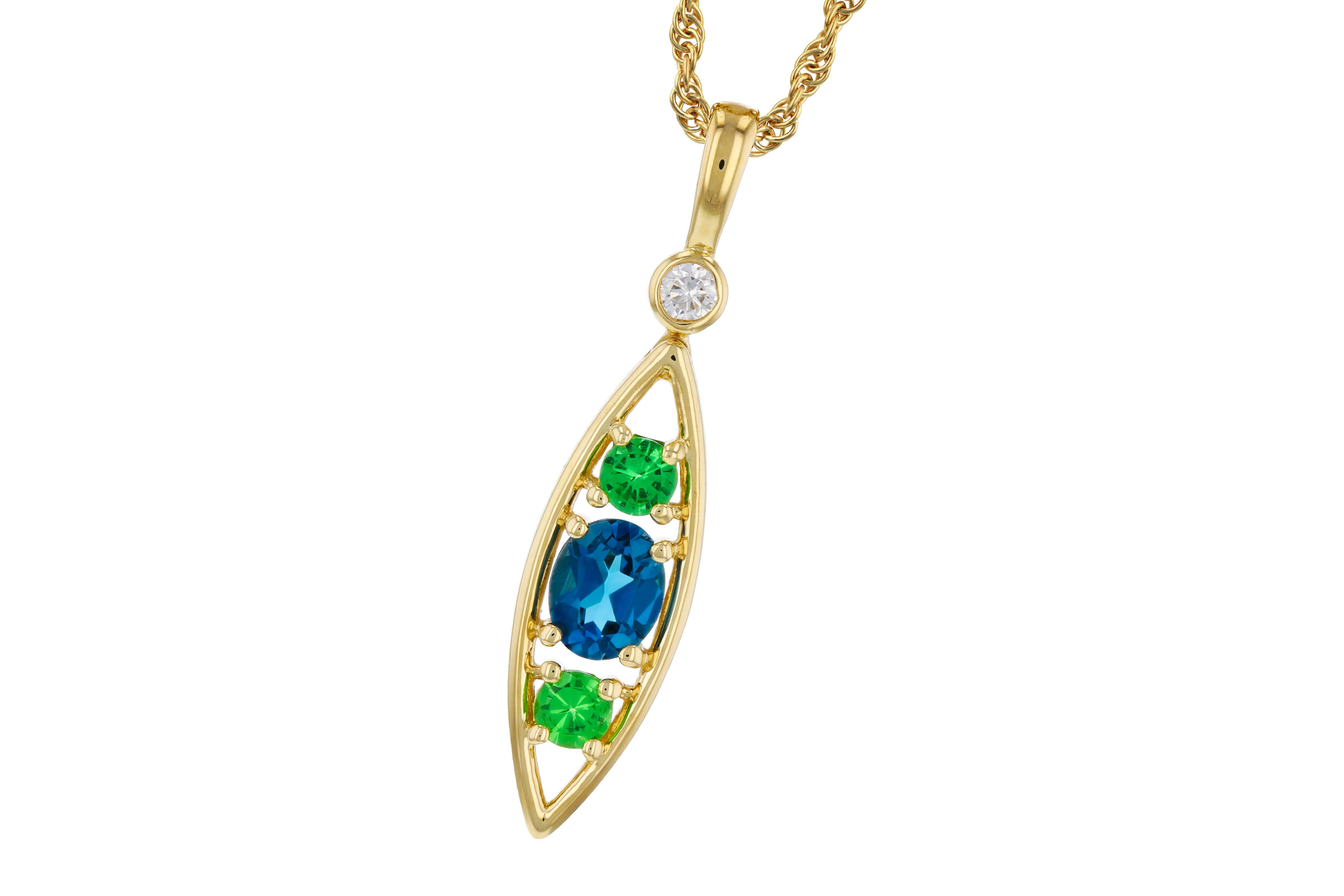 M276-01948: NECKLACE .54 SEMI-PREC (LBT & GR.GT) .58 TGW