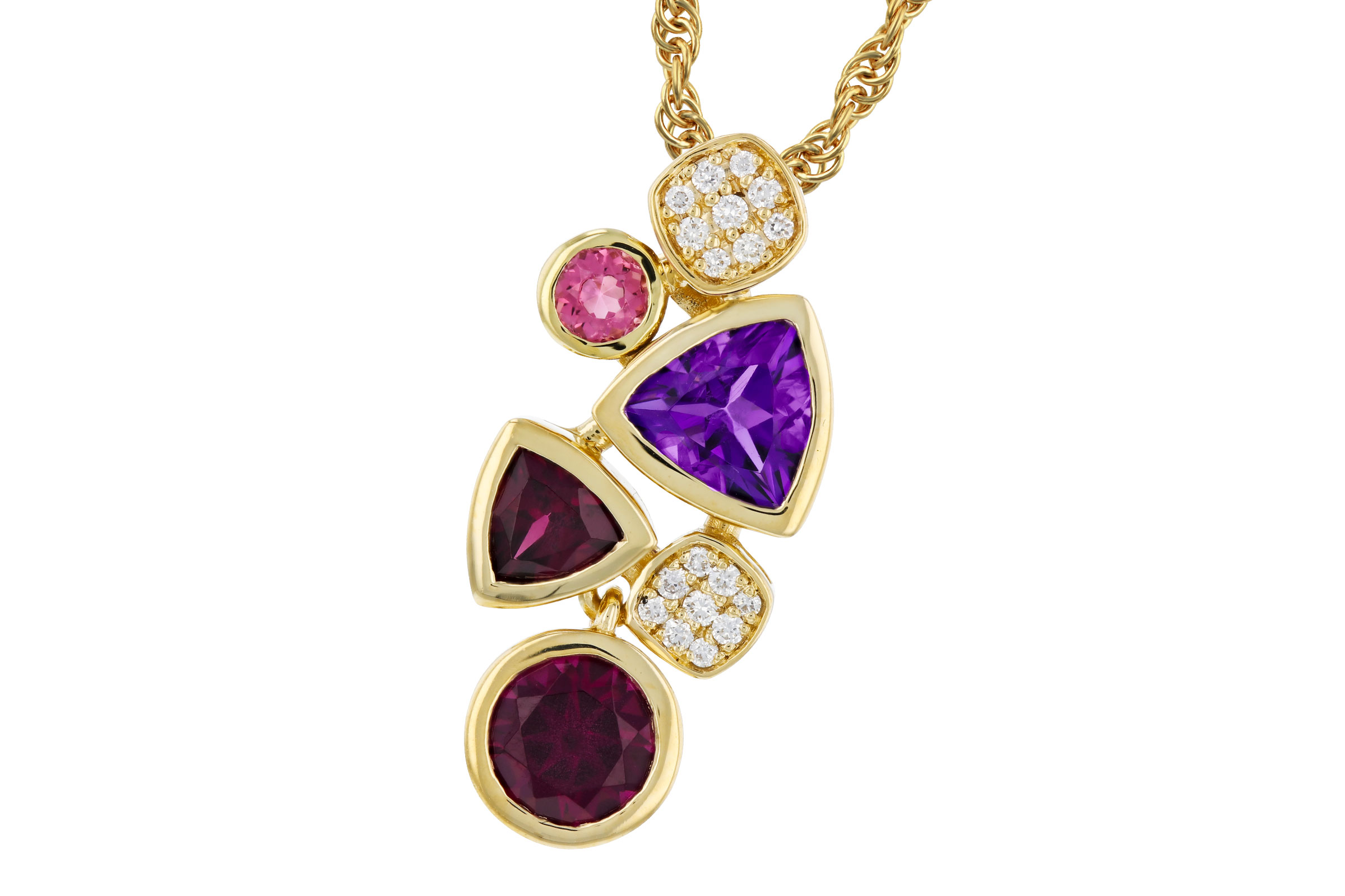 M276-01975: NECKLACE 1.34 SEMI-PREC (AM,RHO,PT) 1.40 TGW